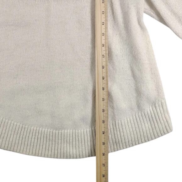 LOFT Women's Fairisle Heart Pullover Knit Crewneck Sweater Cream/Pink Size M - Picture 5 of 8